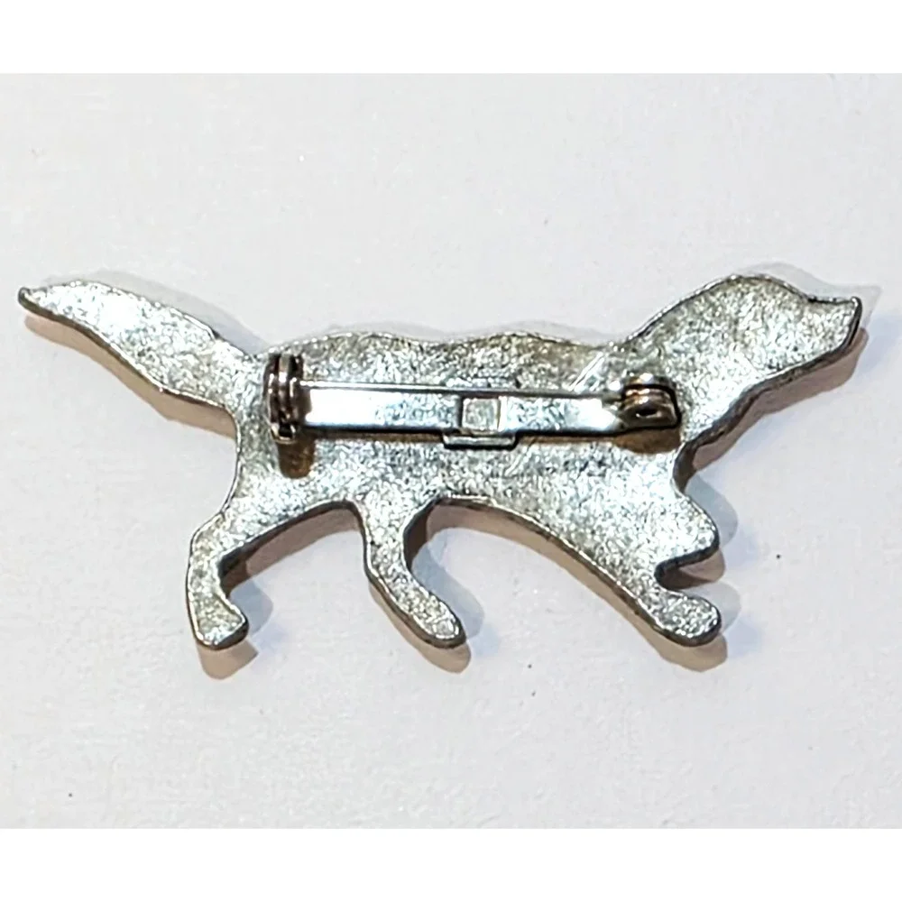 Vintage Silver Tone Metal Pointer Hunting Dog Brooch Pin